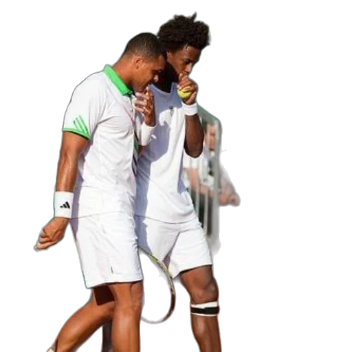 staff, concept art, 3d render, two, tennis, players, white, outfits transparent PNG cut-out