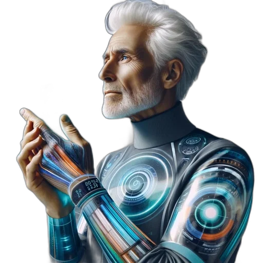 robot, face, concept art, cyberpunk, photorealistic, 3d render, outer space, man transparent PNG cut-out