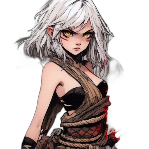 dress, weapon, staff, face, concept art, fantasy art, comic book art, pixel art transparent PNG cut-out