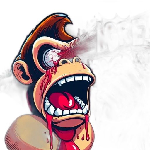 face, creature, concept art, 3d render, cartoon, comic book art, expressive, distressed transparent PNG cut-out