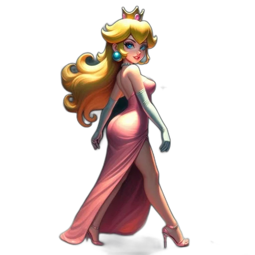 dress, crown, staff, concept art, pixel art, fantasy art, 3d render, princess-like transparent PNG cut-out