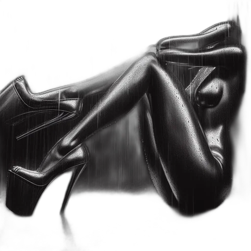 shoes, mask, dress, jewelry, pencil sketch, photorealistic, concept art, fantasy art transparent PNG cut-out