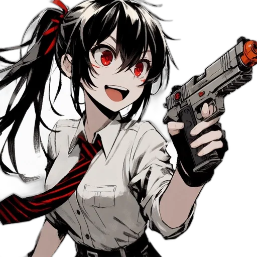 weapon, staff, animal, anime, pixel art, cartoon, cyberpunk, red transparent PNG cut-out