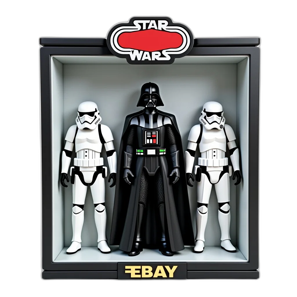 star, wars, action, figure, display, case, black, darth transparent PNG cut-out