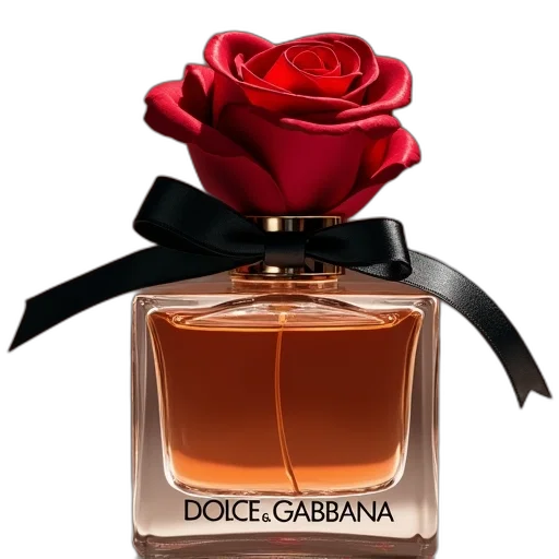 bottle, dolce, gabbana, perfume, red, rose, top, featuring transparent PNG cut-out
