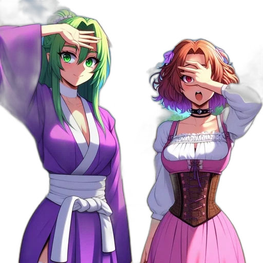 dress, staff, anime, concept art, fantasy art, vaporwave, fire, outer space transparent PNG cut-out