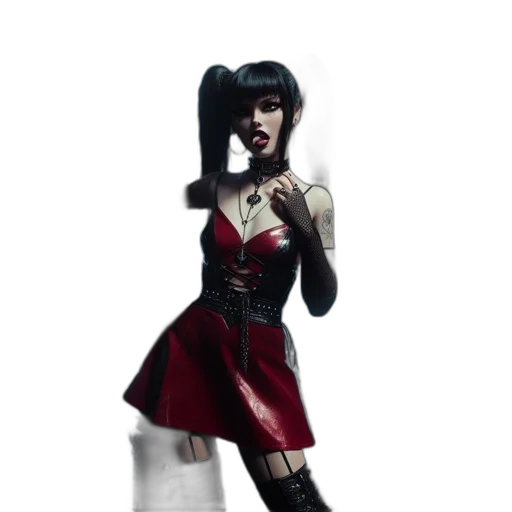 dress, concept art, fantasy art, 3d render, comic book art, dark, red, monochrome transparent PNG cut-out