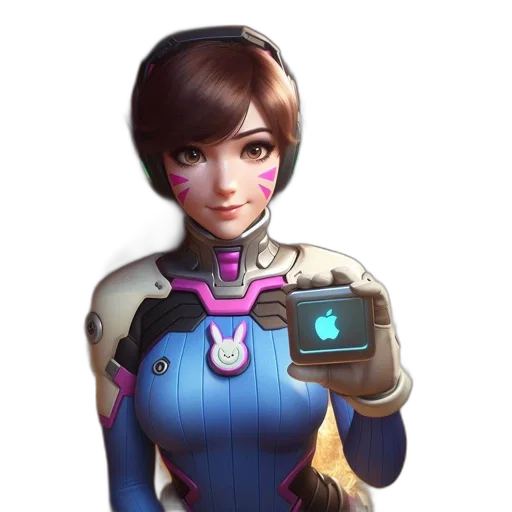 robot, weapon, face, staff, concept art, 3d render, cyberpunk, vaporwave transparent PNG cut-out