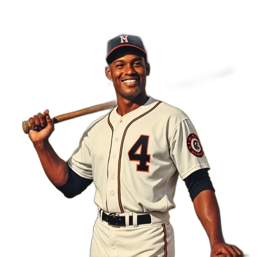 staff, vintage-style, advertisement, featuring, baseball, player, white, uniform transparent PNG cut-out