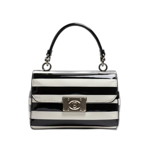 monochrome, black, white, striped, shoulder, bag, shiny, surface transparent PNG cut-out