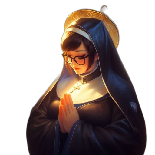 staff, dress, concept art, pixel art, fantasy art, 3d render, nun, donning transparent PNG cut-out
