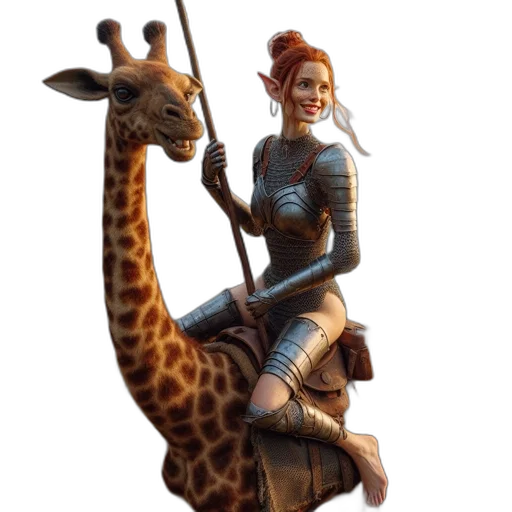 animal, staff, creature, concept art, fantasy art, 3d render, comic book art, woman transparent PNG cut-out