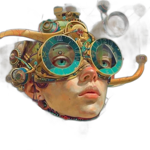 mask, face, robot, crown, concept art, cyberpunk, fantasy art, 3d render transparent PNG cut-out