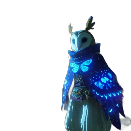 staff, creature, mask, dragon, 3d render, concept art, fantasy art, blue transparent PNG cut-out