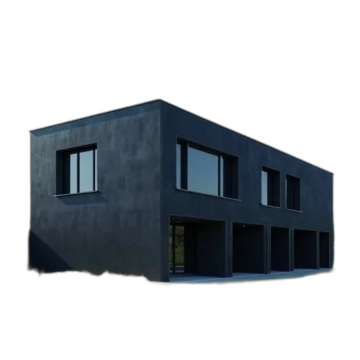 building, furniture, 3d render, photorealistic, concept art, dark, monochrome, blue transparent PNG cut-out