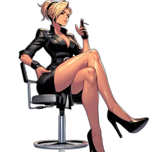 staff, comic book art, concept art, cartoon, cyberpunk, illustrated, woman, blonde transparent PNG cut-out