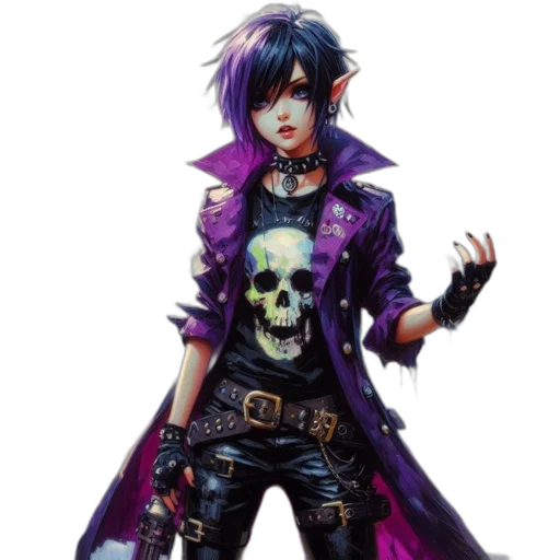 jacket, staff, concept art, fantasy art, pixel art, cyberpunk, dark, monochrome transparent PNG cut-out