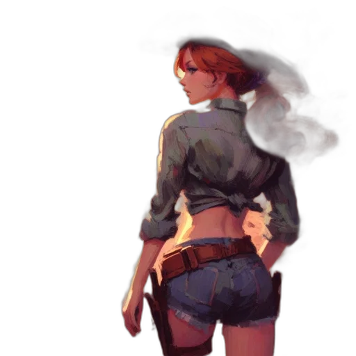 jacket, weapon, dress, concept art transparent PNG cut-out