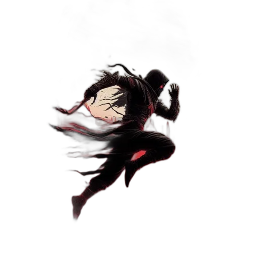 weapon, creature, hair, mask, pixel art, concept art, comic book art, anime transparent PNG cut-out
