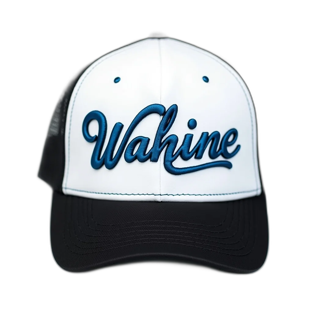 hat, 3d render, black, white, baseball, cap, word, wahine transparent PNG cut-out