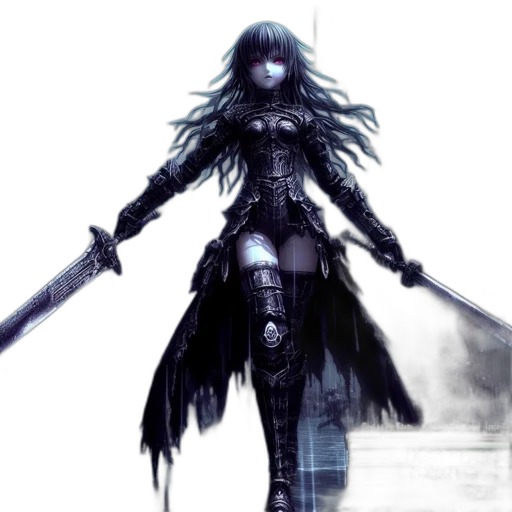 sword, weapon, concept art, fantasy art, comic book art, pixel art, dark, monochrome transparent PNG cut-out