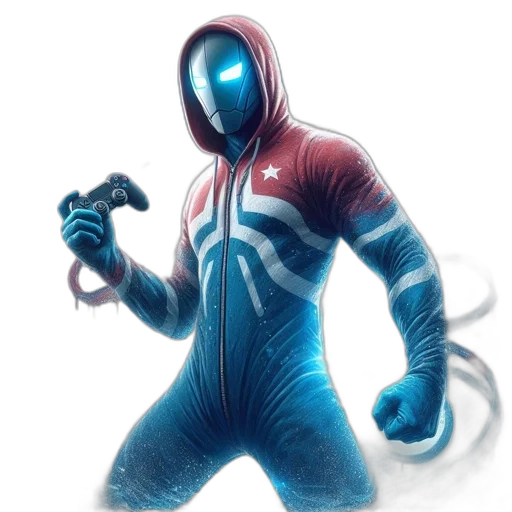 robot, jacket, mask, weapon, concept art, comic book art, cyberpunk, 3d render transparent PNG cut-out