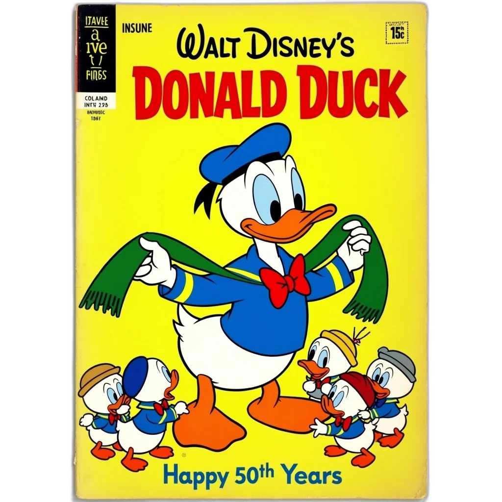 vintage, comic, book, cover, featuring, walt, disney, donald transparent PNG cut-out
