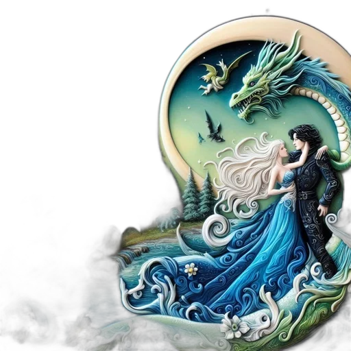 dragon, jewelry, fantasy art, concept art, photorealistic, watercolor, underwater, snow transparent PNG cut-out