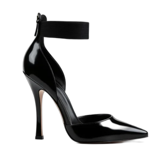shoes, black, high-heeled, shoe, glossy, finish, pointed, toe transparent PNG cut-out