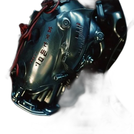 mask, robot, weapon, car, photorealistic, concept art, 3d render, cyberpunk transparent PNG cut-out