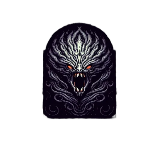 mask, creature, crown, face, pixel art, concept art, fantasy art, 3d render transparent PNG cut-out