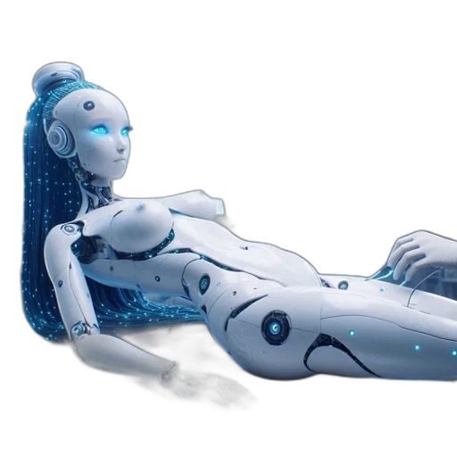 robot, concept art, cyberpunk, 3d render, futuristic, lab, sleek, robotic transparent PNG cut-out