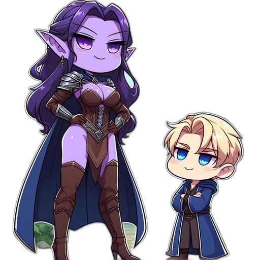 pixel art, fantasy art, concept art, comic book art, dark, two, animated, characters transparent PNG cut-out