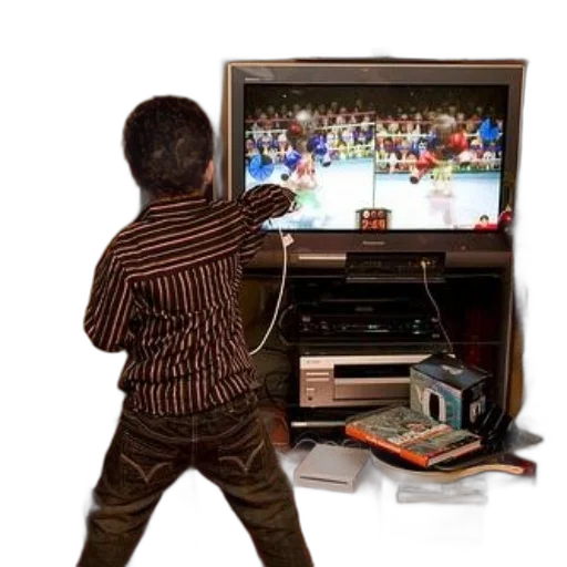 child, plays, video, game, television, cozy, living, room transparent PNG cut-out