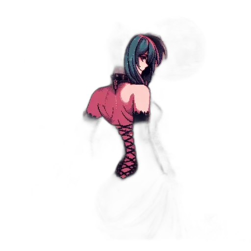 dress, creature, mask, staff, concept art, pixel art, fantasy art, anime transparent PNG cut-out