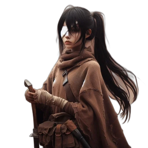 staff, weapon, sword, face, fantasy art, concept art, anime, photorealistic transparent PNG cut-out