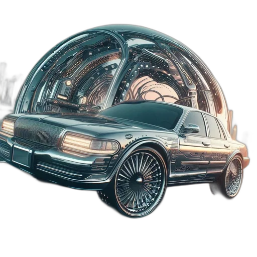 car, robot, concept art, 3d render, vaporwave, photorealistic, outer space, futuristic transparent PNG cut-out