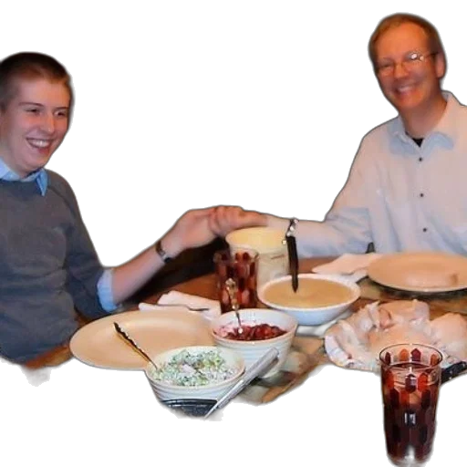 food, man, woman, sit, table, drinks transparent PNG cut-out