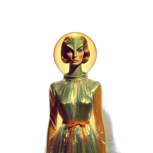 dress, mask, jewelry, robot, concept art, 3d render, comic book art, fantasy art transparent PNG cut-out