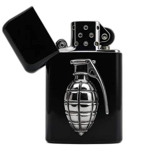 bottle, jewelry, weapon, photorealistic, lighter, black, cover, silver transparent PNG cut-out