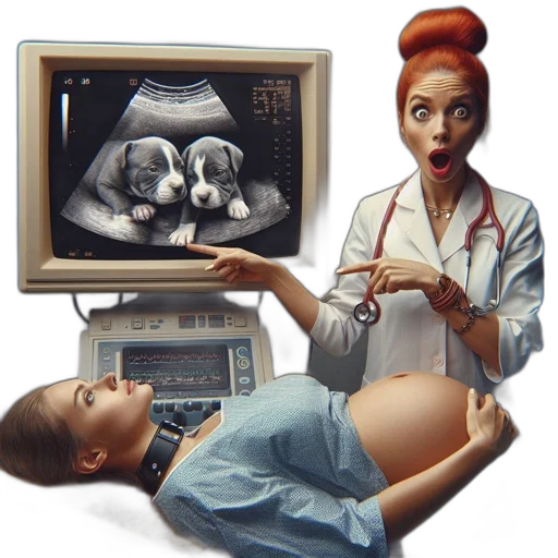 photorealistic, humorous, scene, hospital, pregnant, woman, awaits, news transparent PNG cut-out