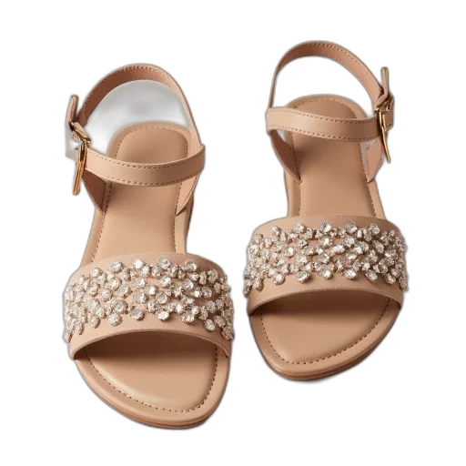 shoes, jewelry, pair, beige, sandals, metallic, buckle, embellished transparent PNG cut-out