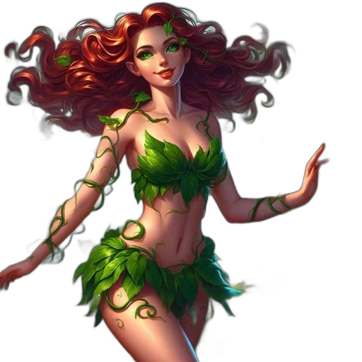 fantasy art, concept art, comic book art, pixel art, green, elvish, woman, vibrant transparent PNG cut-out