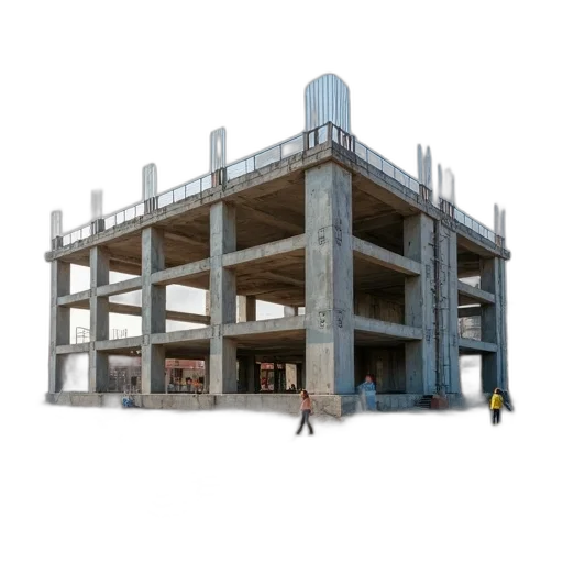 building, 3d render, concept art, photorealistic, construction, site, concrete, structure transparent PNG cut-out