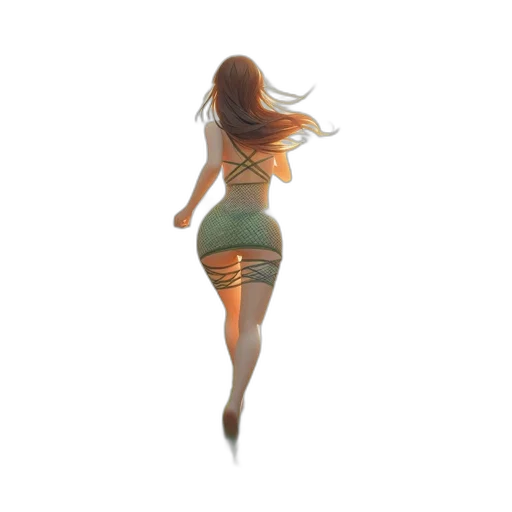 dress, hair, shoes, creature, concept art, 3d render, pixel art, fantasy art transparent PNG cut-out