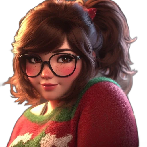 face, dress, photorealistic, cartoon, concept art, 3d render, red, animated transparent PNG cut-out