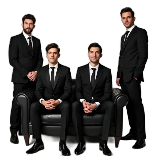 staff, furniture, first, image, shows, four, men, dressed transparent PNG cut-out