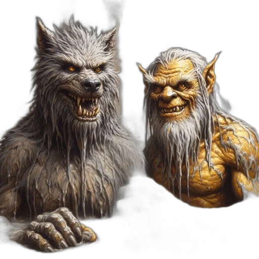creature, animal, concept art, fantasy art, 3d render, photorealistic, two, mythological transparent PNG cut-out