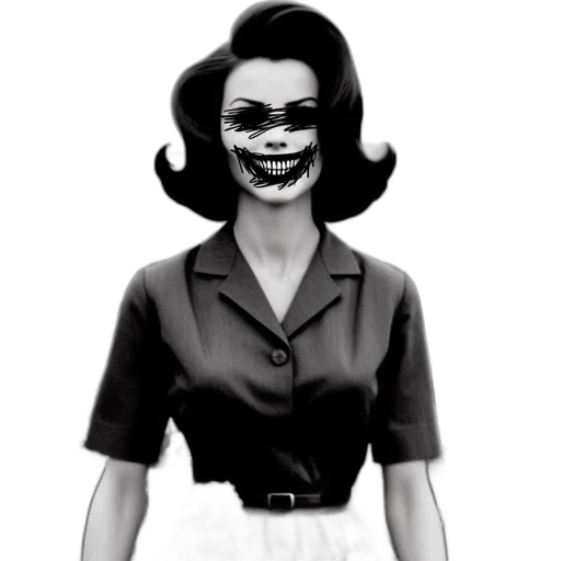mask, face, creature, comic book art, cartoon, concept art, pixel art, woman transparent PNG cut-out