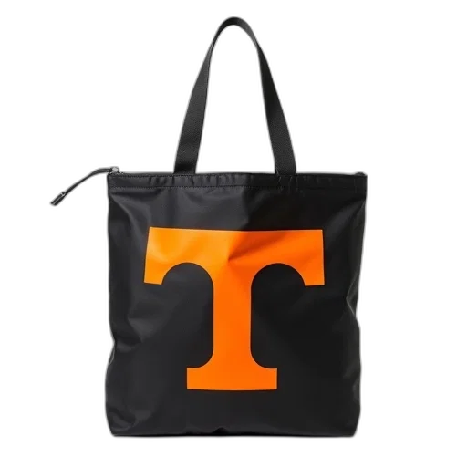 black, nylon, tote, bag, silver, handle, large, orange transparent PNG cut-out